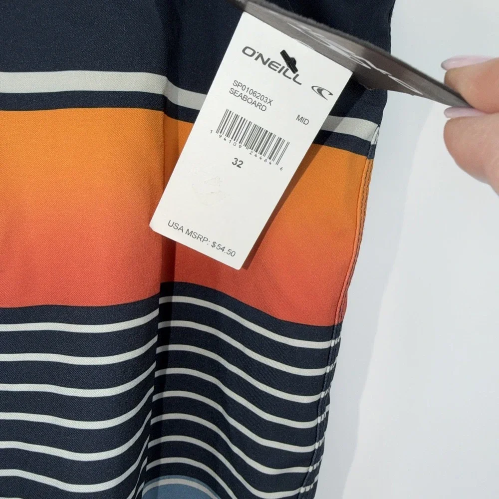 ONEILL Mens Blue Stripe‎ Seaboard Board Shorts Size 32 NWT